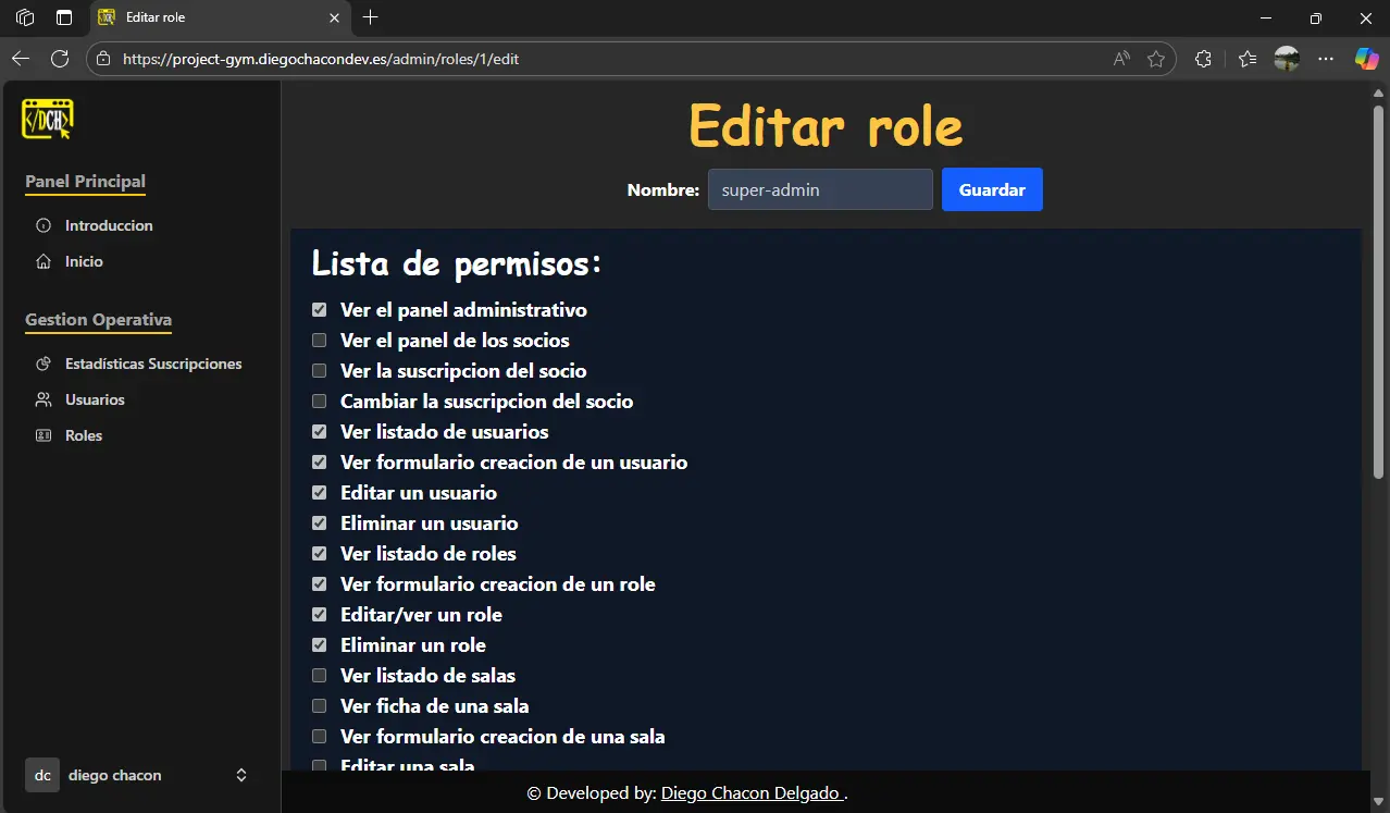 lista de permisos del rol super-admin